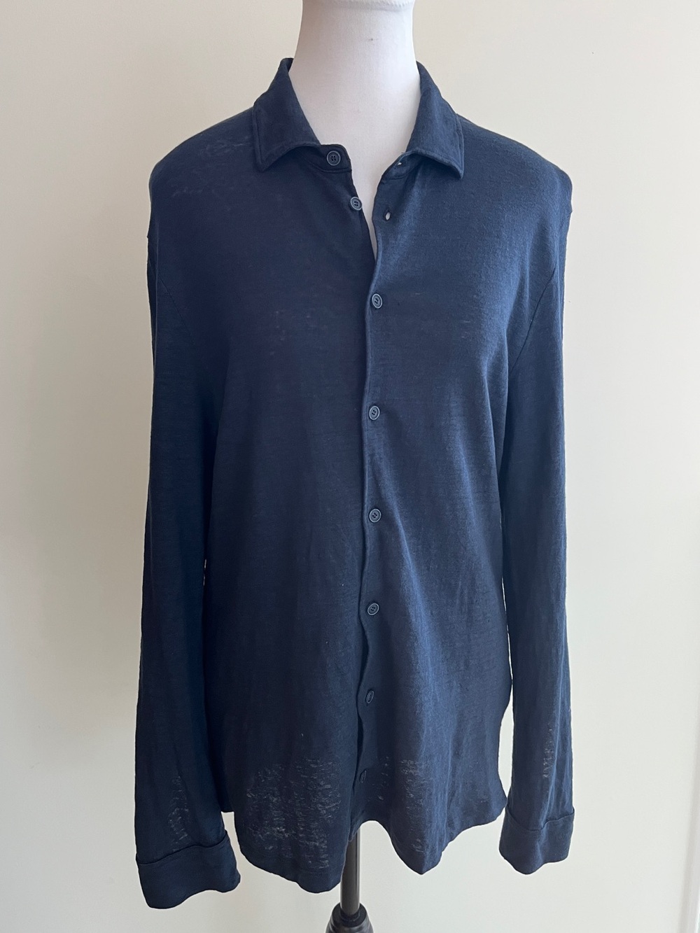FALCONERI Lino Button Front Long Sleeve Shirt Quiet Luxury Minimalist Neutral